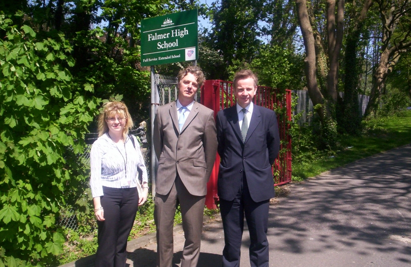 With Michael Gove MP and Simon Kirby MP at the old Falmer High school
