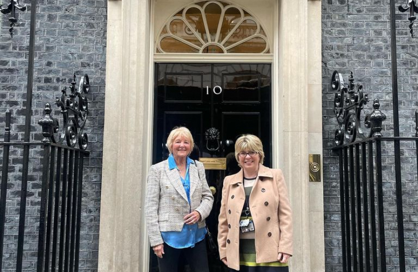 Maria Caulfield, MP for Lewes, welcomes Friends of Bishopstone Station to No. 10 to meet Prime Minister