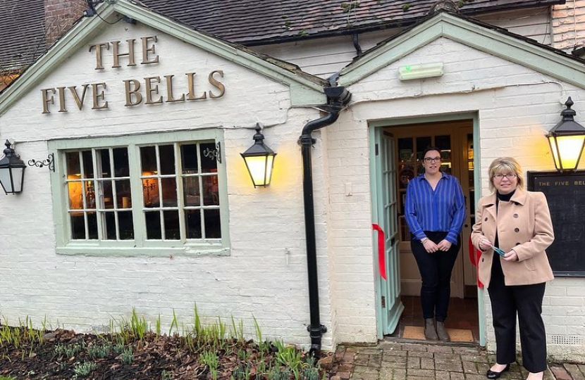 Maria Caulfield, MP for Lewes, cut the ribbon to officially reopen The Five Bells in Chailey
