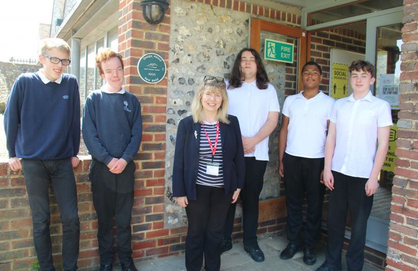 Maria Caulfield MP with some of the pupils from Northease Manor 