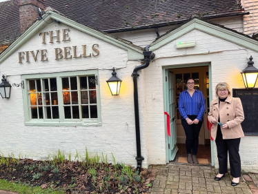 Maria Caulfield, MP for Lewes, cut the ribbon to officially reopen The Five Bells in Chailey